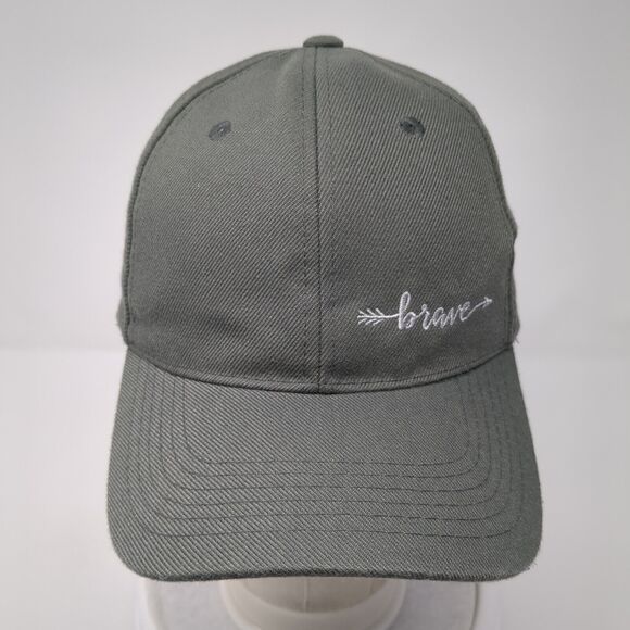 Brave Strapback Hat Gray One Size Adjustable Embroidered 6 Panel Polyester - Picture 2 of 9